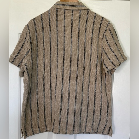 Marine Layer Striped Button-Front Shirt Men’s Large Beige Navy Cotton - Picture 12 of 14